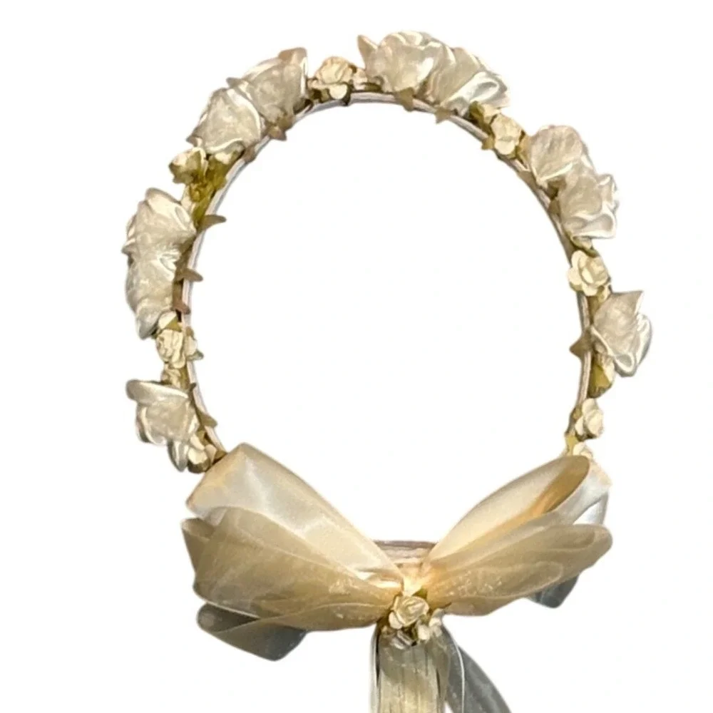 Kid's Dream Flower Girl‎ Headband Cream Floral Bow Comb Wedding First Communion